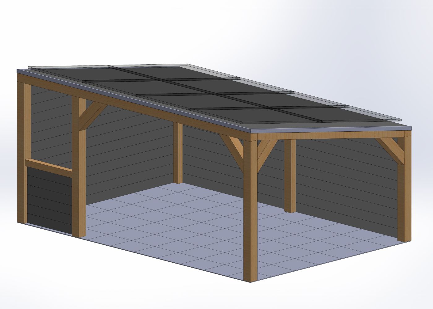 Terrasoverkapping voorzien van zonnepanelen